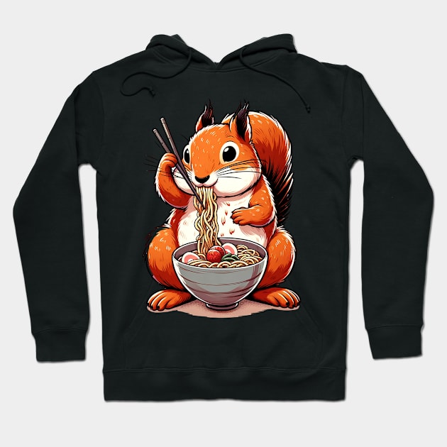 Urban Tree Hoppers Squirrel Eating Noodle Tee for Wildlife Devotees Hoodie by Gamma-Mage